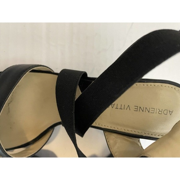 Adrienne Vittadini Woman’s Black Open Toe Wedge Sandals Elastic Slip On 6 Shoes - Picture 7 of 13